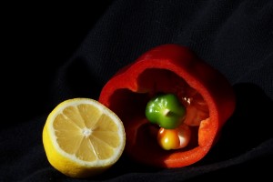 Rød peberfrugt + ½ citron